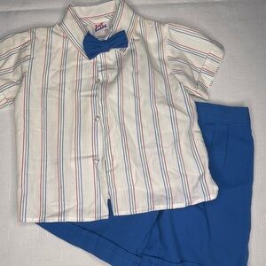 Boys vintage Best Buddy 2‎ piece shirt shorts and bow tie outfit 2T